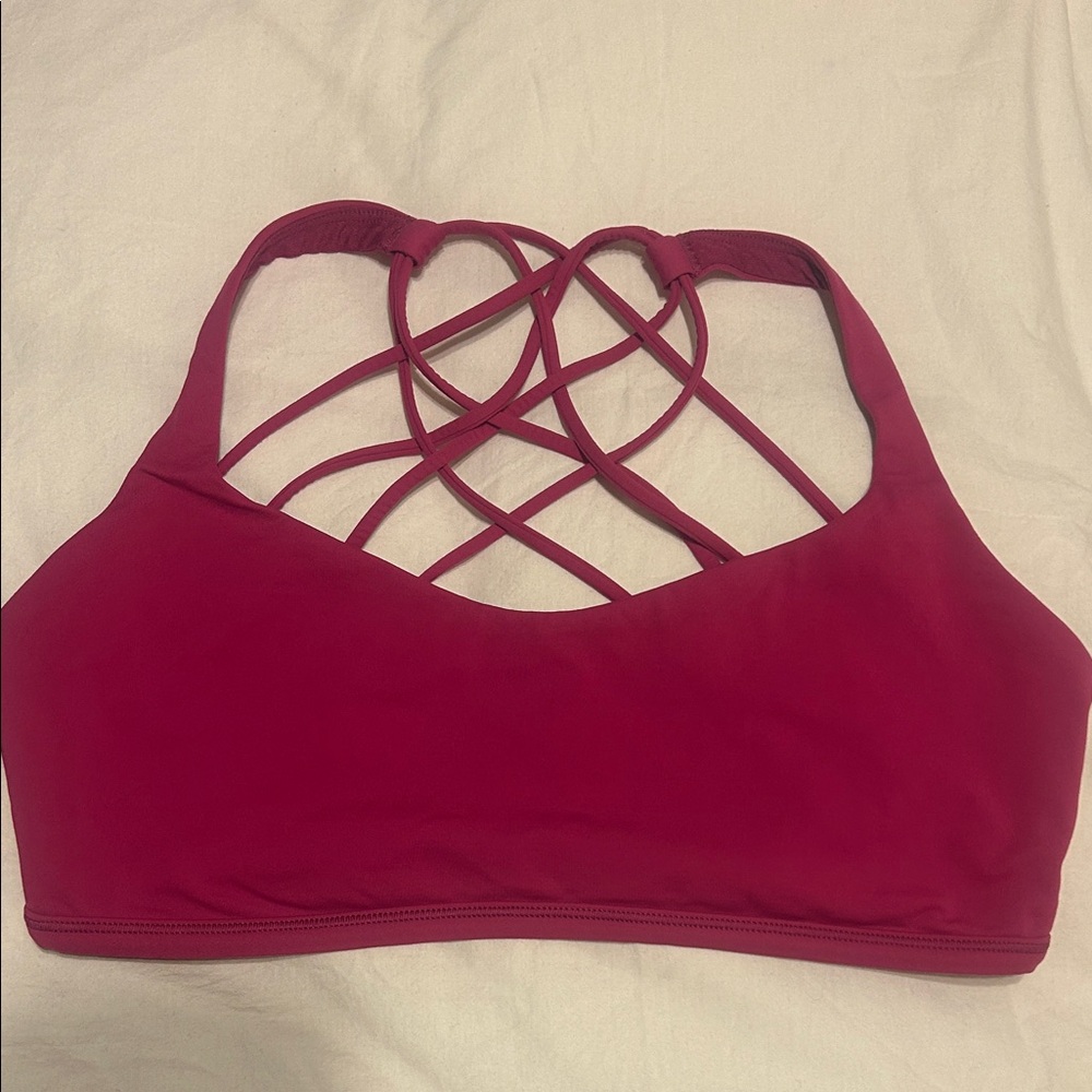 LuLu Lemon Magenta Strappy Back Bralette (flawed)